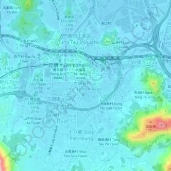 Mapa topográfico Tai Kei Leng Village, altitud, relieve