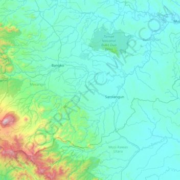 Mapa topográfico Bathin VIII, altitud, relieve
