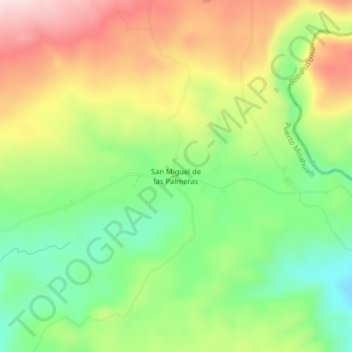 Mapa topográfico San Miguel de las Palmeras, altitud, relieve