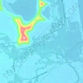 Mapa topográfico Picas Norte, altitud, relieve