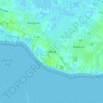 Mapa topográfico Goting, altitud, relieve