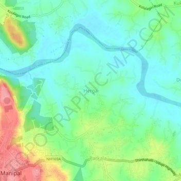 Mapa topográfico Herga, altitud, relieve