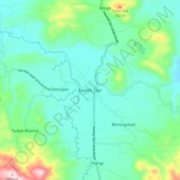 Mapa topográfico North Upi, altitud, relieve