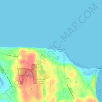 Mapa topográfico Hansville, altitud, relieve