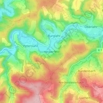 Mapa topográfico Heckerfeld, altitud, relieve