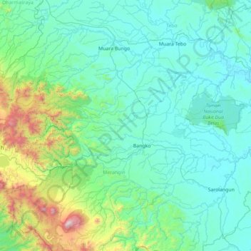 Mapa topográfico Tabir Ulu, altitud, relieve