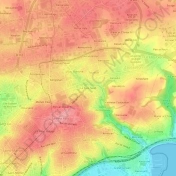 Mapa topográfico Le Pont-Neuf, altitud, relieve