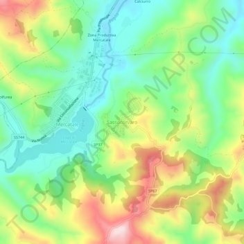 Mapa topográfico Sassocorvaro, altitud, relieve