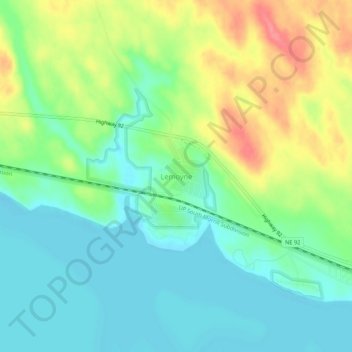 Mapa topográfico Lemoyne, altitud, relieve