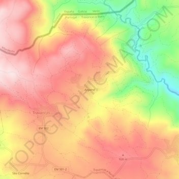 Mapa topográfico Argemil, altitud, relieve