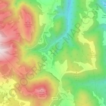 Mapa topográfico Usigni, altitud, relieve