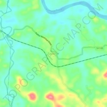 Mapa topográfico Savanur, altitud, relieve