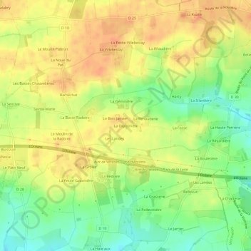 Mapa topográfico La Digonnière, altitud, relieve