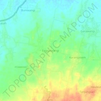Mapa topográfico Enggalwangi, altitud, relieve