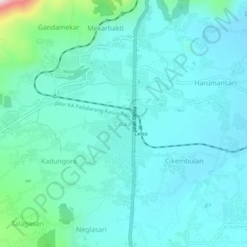 Mapa topográfico Cisaat, altitud, relieve