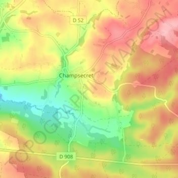 Mapa topográfico La Renardière, altitud, relieve