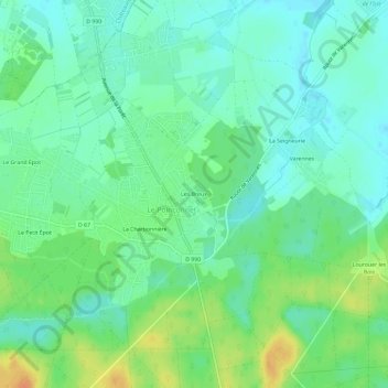 Mapa topográfico Les Breux, altitud, relieve