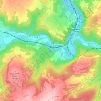 Mapa topográfico Nahetal, altitud, relieve