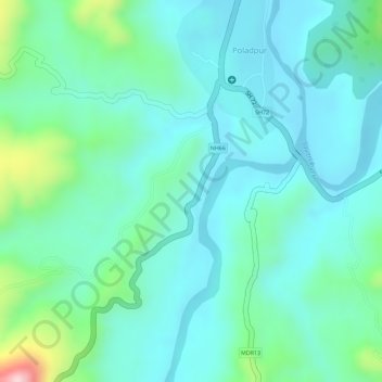 Mapa topográfico 192.3 Kashedi Ghat (7.2km), altitud, relieve