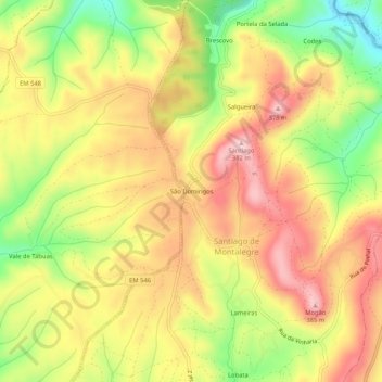 Mapa topográfico São Domingos, altitud, relieve