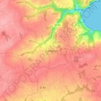 Mapa topográfico Kerlabia, altitud, relieve