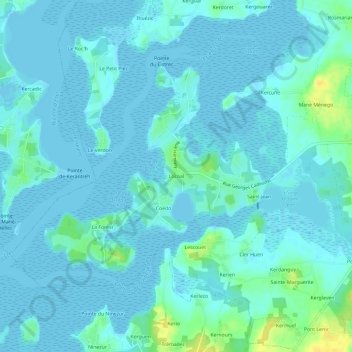 Mapa topográfico Locoal, altitud, relieve