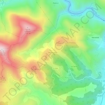 Mapa topográfico Bernardes, altitud, relieve