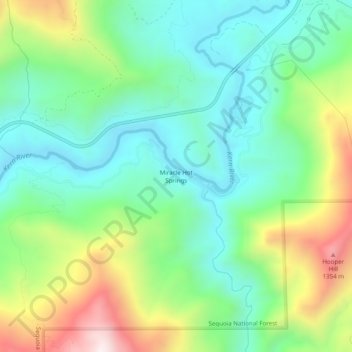 Mapa topográfico Miracle Hot Springs, altitud, relieve