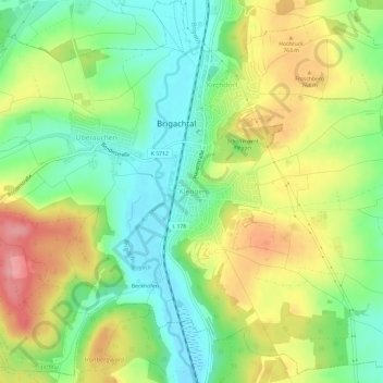 Mapa topográfico Klengen, altitud, relieve