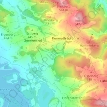 Mapa topográfico Büchlhof, altitud, relieve