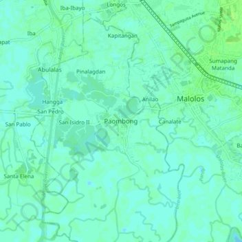 Mapa topográfico Paombong, altitud, relieve