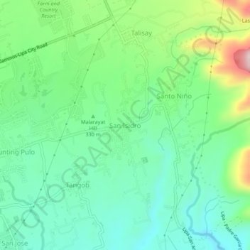 Mapa topográfico San Isidro, altitud, relieve