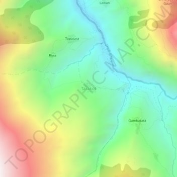 Mapa topográfico Tarakot, altitud, relieve