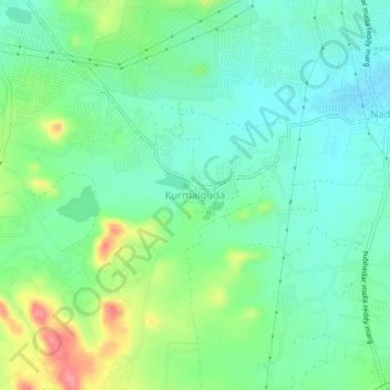 Mapa topográfico Kurmalguda, altitud, relieve