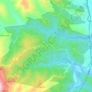 Mapa topográfico Tiza, altitud, relieve