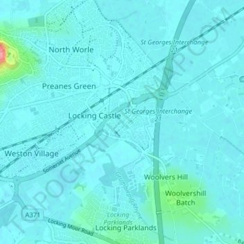 Mapa topográfico West Wick, altitud, relieve