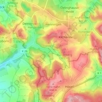 Mapa topográfico Wettmarsen, altitud, relieve
