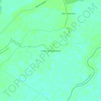 Mapa topográfico Loma de Hojarasca, altitud, relieve