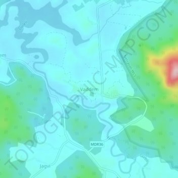 Mapa topográfico Vaddem, altitud, relieve