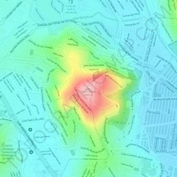 Mapa topográfico Cerro Atlaco, altitud, relieve