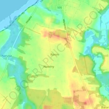 Mapa topográfico Ronin, altitud, relieve