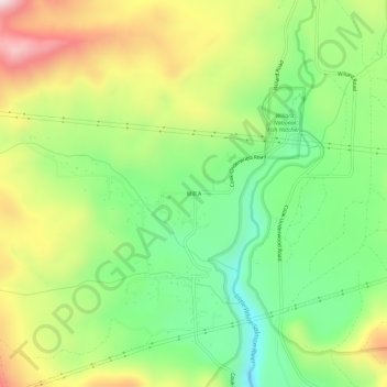 Mapa topográfico Mill A, altitud, relieve
