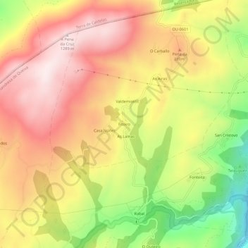 Mapa topográfico Fitoiro, altitud, relieve