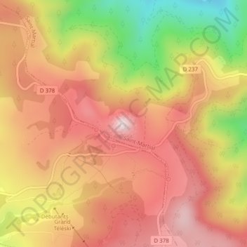 Mapa topográfico Route des Sources de la Loire, altitud, relieve