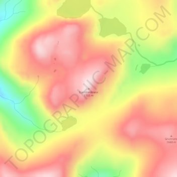Mapa topográfico Bjørnbakknøse, altitud, relieve