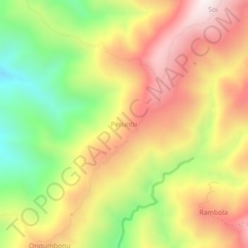 Mapa topográfico Peruntu, altitud, relieve