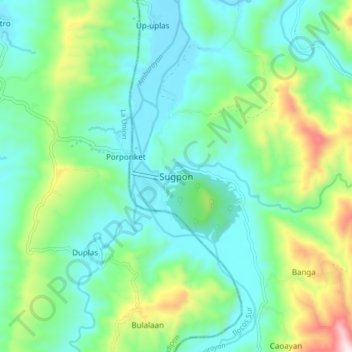 Mapa topográfico Sugpon, altitud, relieve
