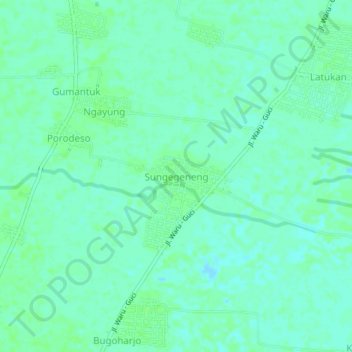 Mapa topográfico Sungegeneng, altitud, relieve