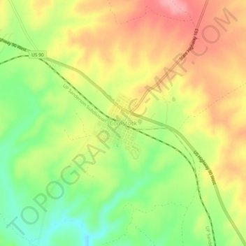 Mapa topográfico Comstock, altitud, relieve