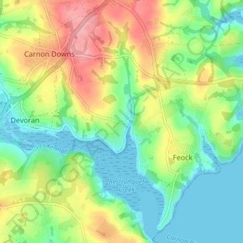 Mapa topográfico Penpol, altitud, relieve